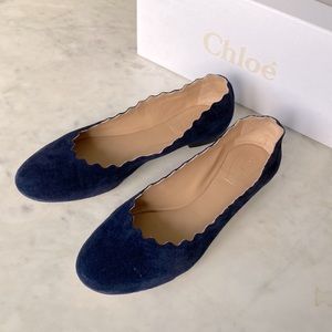 Chloe navy suede ballet flats